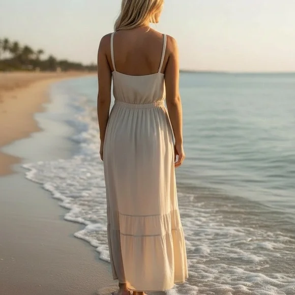 Zara Beige Maxi Dress - Picture 4 of 9